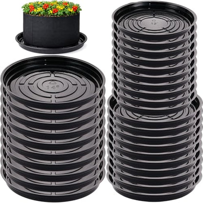 30 Packs 10/12/14 Inches Large Plant Saucers for Indoor Outdoor Use Heavy Duty Plastic Plant Plate Dish for Planter Bulk Round Flower Pot Drip Trays to Catch Water 4 to 20 Inch, Black - size: 10/12/14 inches