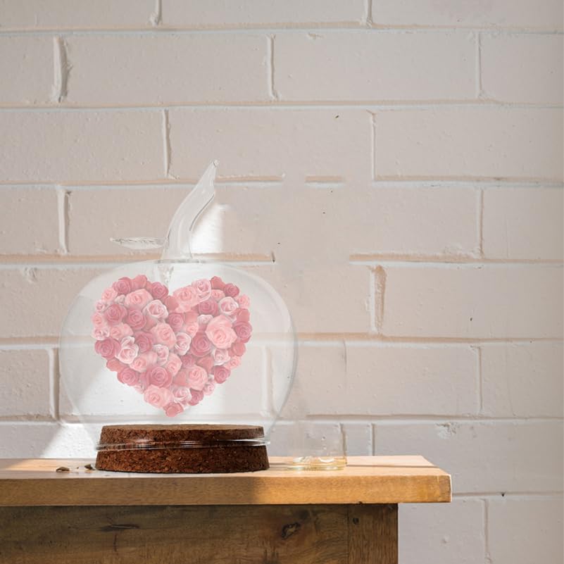 Homsfou Decorative Glass Dome with Cork Tray 6.29X5.31X5.31In Clear Glass Cover for Preserved Flowers Candles Succulents Home Decor and Wedding Centerpiece