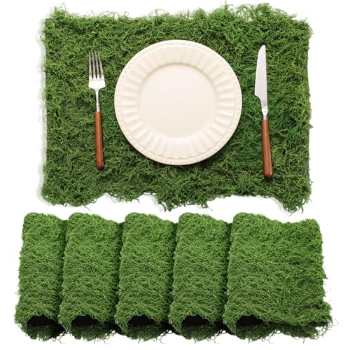 6 Artificial Moss Mat Roll for Wonderland Party, 17 x 11.8 Inch, Green - color: Green, size: 17 x 11.8 Inch
