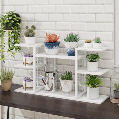 ELITEROO Desk Bookshelf, 4 Tier Wood Desktop Bookshelf, Adjustable Table Top Book Shelf and Storage Rack for Office Supplies, Dorm, Home Office, White - color: White