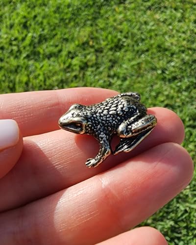 Frog Figurine Solid Brass Tiny Collectible Handmade Animal Sculpture Miniature