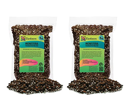 Premium Monstera Soil Mix by Gardenera - 10 Quart - Perfect Drainage and Moisture Retention for Swiss Cheese Plant (2 Bags of 5 Quart) - color: MONSTERA POTTING MIX, size: 10 Quart