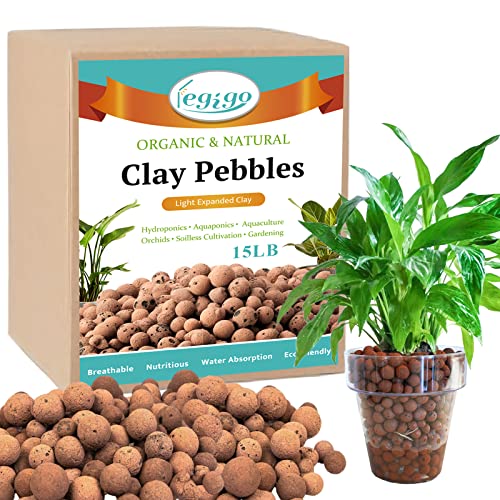 15LB Leca Clay Pebbles for Plants 4mm-16mm Clay Balls for Hydroponic | Drainage, Reusable, Aeration, Moisture Retention, Lightweight, Natural Leca for Orchids, Succulents, Terrariums, Aquaponics - size: 15LB