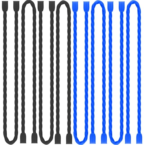 8pcs 12Inch Silicone Cable Ties Reusable Steel-Core Twist Ties Wire Straps - color: Black&blue, size: 12 Inch