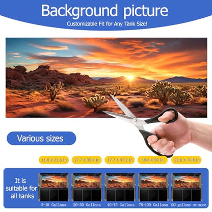 Reptile Background Film, Static Cling, Glue-Free, Desert, 19.6"H×59"W | No Glue Static Cling • Spray Water to Apply • Realistic Desert Scene • Natural Terrarium Look • Reusable • Easy Trim - size: 19.6 X 59 Inches