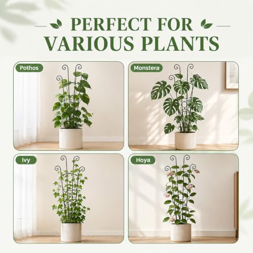 32.6in Plant Trellis for Climbing Plants Indoor Outdoor, Expandable Large Metal Garden Trellis for Potted Plants, Heavy-Duty Tall Pothos Plant Climber Support for Ivy Pothos Hoya Monstera, 2P - size: 32in, 2p