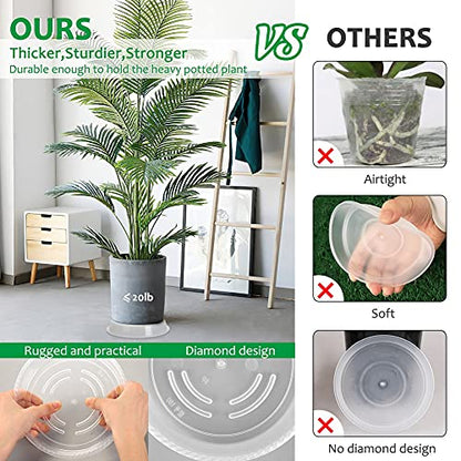 9 Pack of 5''& 7''& 9'' Clear Plant Saucer Drip Trays, Plant Tray for Pots & Plastic Plant Saucer,Made of Thicker & Stronger Plastic with Large Capacity Design （5 Inch x3+7 Inch x 3+9 Inch x 3） - color: Clear, size: 5" 7" 9" Mix