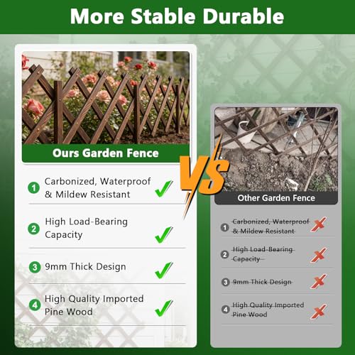 Expandable Garden Fence, Wood Lattice Panels for Outside, Trellis for Climbing Plants Outdoor for Climbing Plants Such as Ivy and Roses, As Well as Decorating Garden Terraces and Rooms (2)