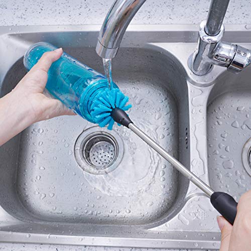 MOSOLAN Stainless Steel Water Bottle Cleaning Scrubbing Brush, 15 in | 2 Pack, Long Handle, Non-Slip, Cleaning Sport Bottles, Baby Bottles, Cups, Coffee Mugs, Glasswares, Wine Decanters, Flask - size: 15 Inch (Pack of 2)