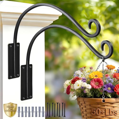 Heavy Duty 12 Inch Plant Hangers Bracket Outdoor 2 Pack Bird Feeder Hanger - size: 12in-2Pack
