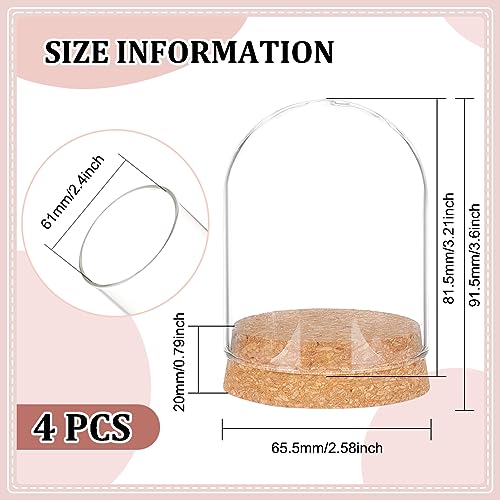 BENECREAT 4 Set Dome Display Glass Jar with Cork, 2.57x3.6inch Tabletop Centerpiece Cloche Bell Jar for Flower Plants, Specimens, Crafts Decorations (Pack of 3) - size: 2.5x3.6" (Pack of 3)