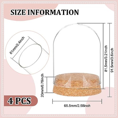 BENECREAT 4 Set Dome Display Glass Jar with Cork, 2.57x3.6inch Tabletop Centerpiece Cloche Bell Jar for Flower Plants, Specimens, Crafts Decorations (Pack of 3) - size: 2.5x3.6" (Pack of 3)