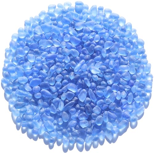 QYGL Sea Glass Stones - 0.55LB Light Blue Frosted Glass Pebbles Gemstones - color: Light Blue