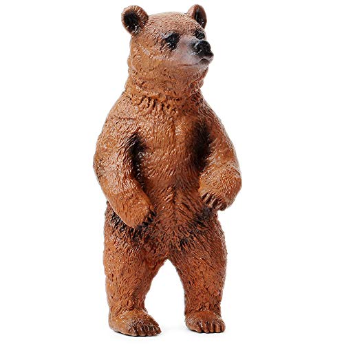 UANDME Grizzly Bear Toys Figurines Set, Plastic Forest Animal Bear Family Figures for Nature Science Learning, Realistic Woodland Creature Party Supplies Cake Toppers, Pack of 3