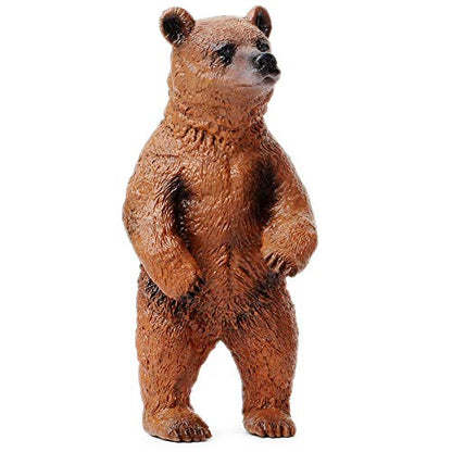 UANDME Grizzly Bear Toys Figurines Set, Plastic Forest Animal Bear Family Figures for Nature Science Learning, Realistic Woodland Creature Party Supplies Cake Toppers, Pack of 3