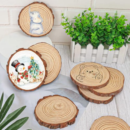56 PCS Unfinished Wood Slices for Centerpieces, 4-4.7 Inch Natural Wood Slices with Tree Bark Pine and Wood Rounds Discs for DIY Crafts, Centerpieces, Art & Decor - size: 56 PCS 4-4.7 Inch