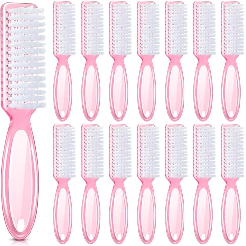 Patelai 15 Pieces Nail Brush Handle Grip for Fingernail Toe Scrub Cleaning | Scrub Design for Manicure Pedicure Care, Mini Tools for Toenail Dirt Removal, Plastic Handles for Comfortable Grip Control - color: Pink