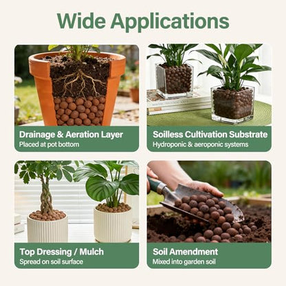 Halatool 14LB Leca Balls for Indoor Plants, 4-16mm Hydro Balls for Drainage - size: 14LB