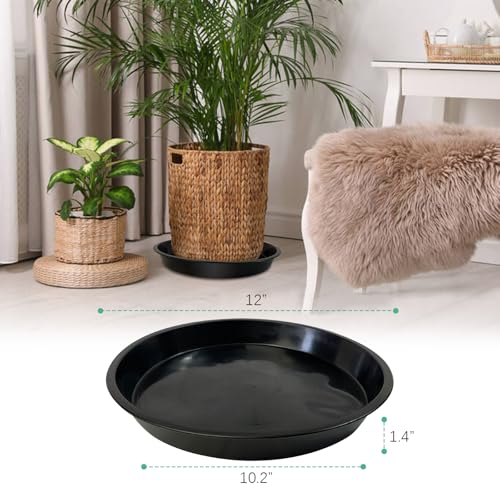 Plant Saucer 4 6 8 10 12 Inch, 4 Pack Plant Tray for Planter Pot, Plastic Flower Pot Saucers Drip Water Trays for Indoors and Outdoors (12 Inch) - size: 12 Inch