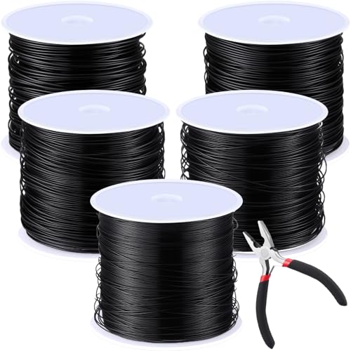 Funrous 5 Rolls Copper Wire 18 20 22 24 26 Gauge with Pliers,Black | Copper Wire Kit For Jewelry Making Beading, Bendable Metal Sculpting Wrapping, DIY Projects, Includes Pliers Tool - color: Black