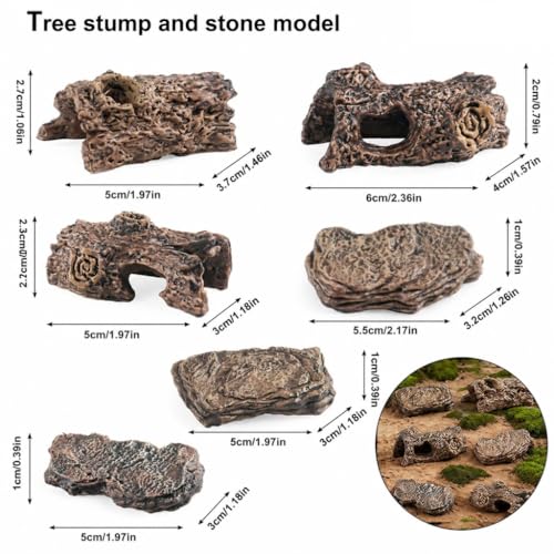 6pcs Diorama Supplies Fake Rocks, Artificial Miniature Decorative Stone for Finsh Tank, Fairy Gardens, Bonsai, DIY Crafts, Sand Table Landscape, Aquariums & Reptile Terrariums