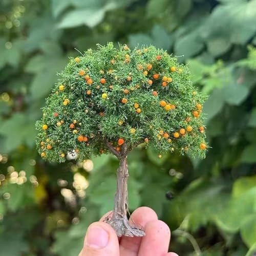 Realistic Model Railway Fruit Tree, Plastic Miniature Farmhouse Decoration, 3.9" Miniature Orange Trees for Garden and Train Display Scenes in Homes, Offices, Or Outdoor Models, Garden Decoration