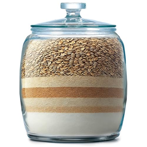 AVOCADO GOODS 2.5 Gallon Large Glass Storage Jar with Lid, Bulk Grain Pantry Storage Jars with Lids for Kitchen Storage of Flour, Rice, Beans, Cookies - Large Glass Jar with Lid & Wide Mouth Opening