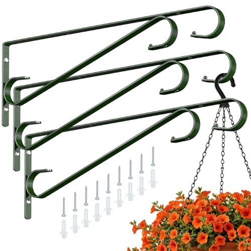 3 Pack 15.4 Inch Heavy Duty Outdoor Plant Hangers with 2 Hanging Designs - color: Blackish Green - 3 Pack