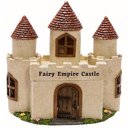 PRETMANNS Fairy Garden Castle House for Outside - Large, Door Opens | Hand-painted resin castle; door opens; water-resistant; large, stands 9 inches; sturdy outdoor and indoor decor
