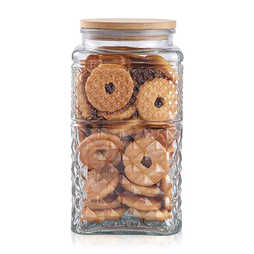 90 OZ | 2600ml Large Glass Jar with Airtight lid | Glass Container | Storage Containers for Cookie Candy