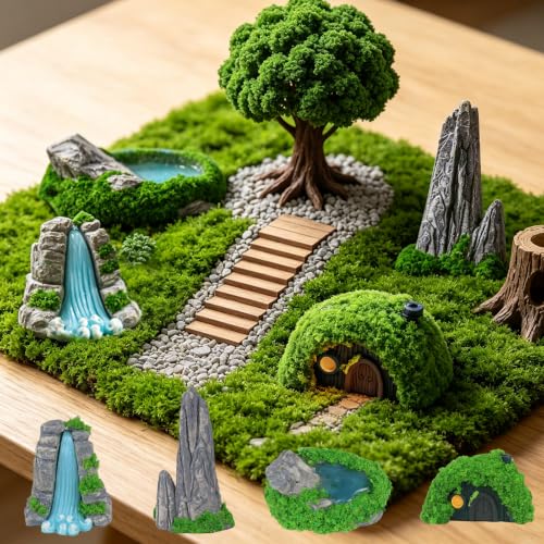 4 Pcs Mini Rockery Ornament Set, Resin Micro Landscape Decor(Style 1) - color: Multicolor 1
