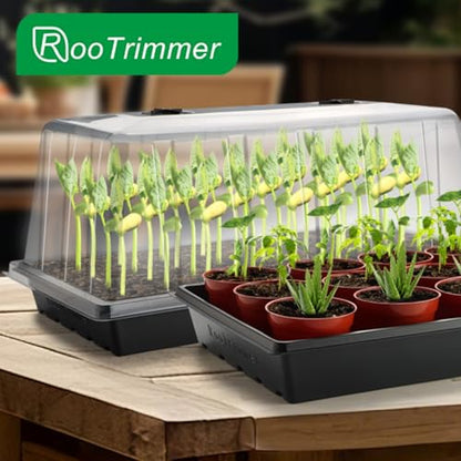 1020 Seed Starting Trays with Tall 7.3" Humidity Dome, No Hole, 5-Pack | Heavy Duty Plant Tray with High Lid for Taller Seedlings, Large Seed Growing Kit, Mini Greenhouse for Indoor Seed Germination - size: 5p 1020Trays+7.3''Domes