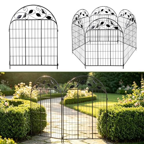 Decorative Garden Fence 48in x 27ft, 12 Pack Sturdy Metal Garden Border Fence, Rustproof Powder Coating, No-Dig Installation with Triangular Stakes, Flexible Design for Flower Beds, Paths, Yards - color: Dome Top, size: 48 in(H) X 27 ft(L) -12 Panels