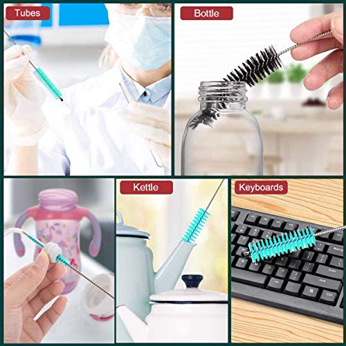 Long Straw Brush Cleaner (10 Pack), Flexible Nylon Tube Cleaning Brushes with 0.4" Bristles, Rust-Proof Stainless Steel Wire Washer for Reusable Tumblers, Sports Bottles & Pipes (10 Inch) - color: Green