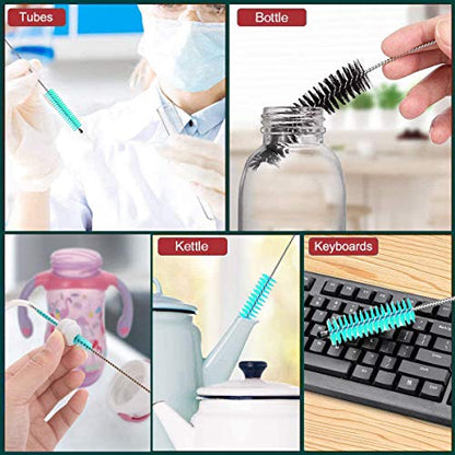 Long Straw Brush Cleaner (10 Pack), Flexible Nylon Tube Cleaning Brushes with 0.4" Bristles, Rust-Proof Stainless Steel Wire Washer for Reusable Tumblers, Sports Bottles & Pipes (10 Inch) - color: Green