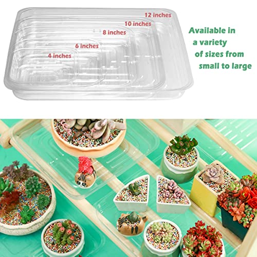 20 Pack Plant Saucers for Indoors 4 Inches Plant Trays for Pots Plastic Trays for Plants Square Plant Drip Trays for Potted Plants Flower Pot Saucers Clear Plant Plates to Catch Water, Bulk