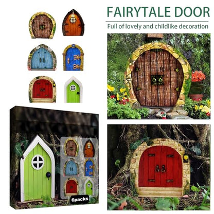 Enchanted Fairy Door for Tree Trunks - Weather-Resistant Miniature Garden Decor, 6-Piece Whimsical Outdoor Accessory Kit for Kids & Fantasy Enthusiasts