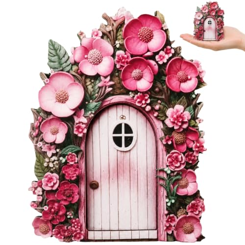 Pink Daisy Frame Fairy Door for Tree Stumps, Miniature Garden Decor, Outdoor Landscape Accessories, Garden Sculptures - style: A
