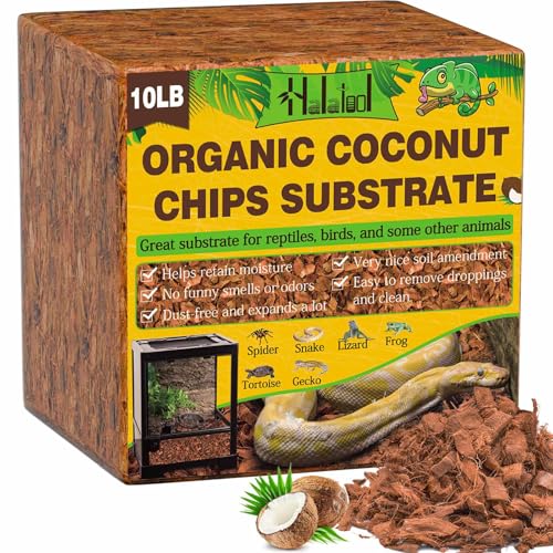 Halatool Organic 10LB Coconut Husk for Reptiles | Expands to 72 Quarts, Natural Coconut Bedding for Snakes, Tortoises, Ball Pythons, Geckos, Lizards - color: 10LB-1pack
