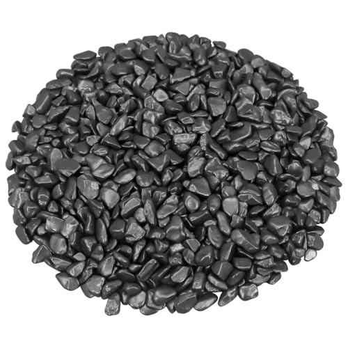 Decorative River Rocks & Landscaping Pebbles for Potted Plants - color: Black, size: 5 Pounds