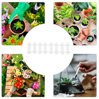 Happyyami Mini Fairy Garden Fence Ornaments 10 Pcs White Plastic Miniature Fence for Succulent Pots DIY Crafting Farm Decor Patio Lawn & Garden