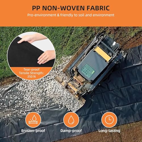 GAOMON Geotextile Landscape, 6ft x 50ft & 6oz Geotextile Fabric, PP Drainage 350N Tensile Strength & 440N Load Capacity, for Driveway & Road Stabilizationr, Erosion Control, French Drains - size: 6FT*50FT-6.0OZ