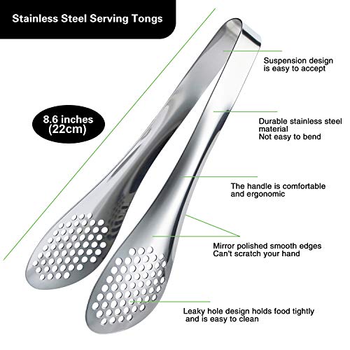 MSY BIGSUNNY 9 inch Buffet Tongs, Set of 2 Stainless Steel Food Serving Tongs - color: silver - 9" Serving Tongs