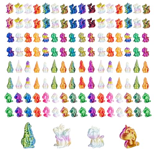120 Pieces Mini 3D Printed Mini Animal Set - Gradient 3D Animal Collection (Unicorn Pygmy Squirrel Wyvern) for Decoration, Display & Gift DIY - style: 120pc-3d animals