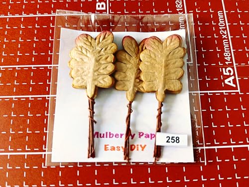 Ploen 25 pcs Copper Brown Leaves Ferns Mulberry Paper Leaves with Wire Stems Fern2 Leaf Mulberry Paper Craft Supplies Scrapbooking Embellishments for so Many Card DIY Craft Projects Leaves258