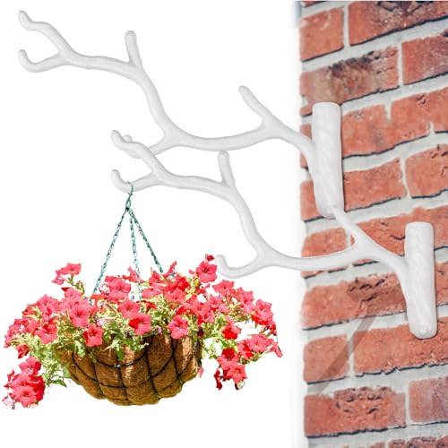 Blulu 2 Pcs Cast Iron Plant Hanger Wall Bracket Tree Branch, White - color: White