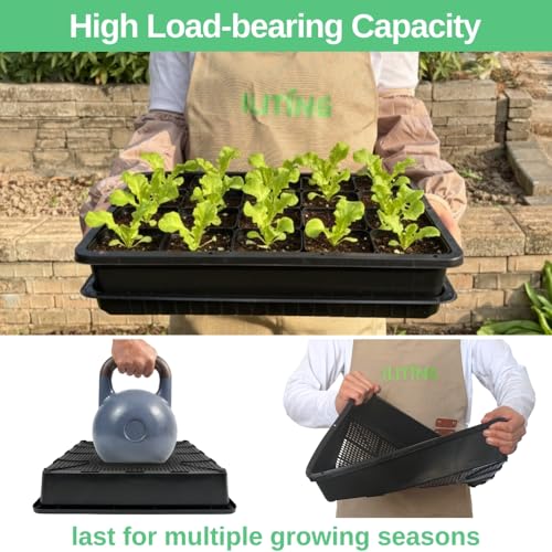 Soil Blocking Trays 5-Set 15x12inch Mesh Trays Flat Plant Tray with Humidity Domes, Nursery Supply for Microgreen, Seed Starting, Indoor Gardening, and Greenhouse - size: 5p Mesh Trays+Domes+Flat Trays