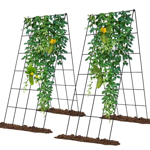 Cucumber Trellis 2 Pack,Foldable A-Frame Garden Trellis - color: Steel Black, size: 39.4" H