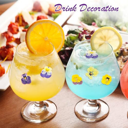 96 Pcs Pressed Edible Flowers, Purple, Flower Style | Natural Dried Flowers for Cake Topper Cupcake, Cocktails Garnish, Resin Jewelry DIY, Soap, Candle Making Art Crafts - color: Purple, style: Flower Style