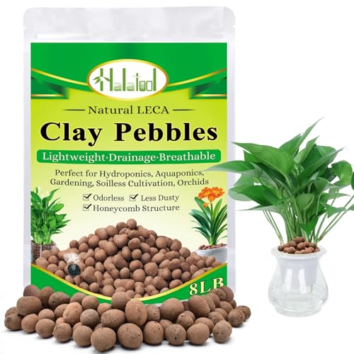 Halatool 8LB Leca for Plants, 4-16mm Hydro Balls for Root Rot Prevention - size: 8LB